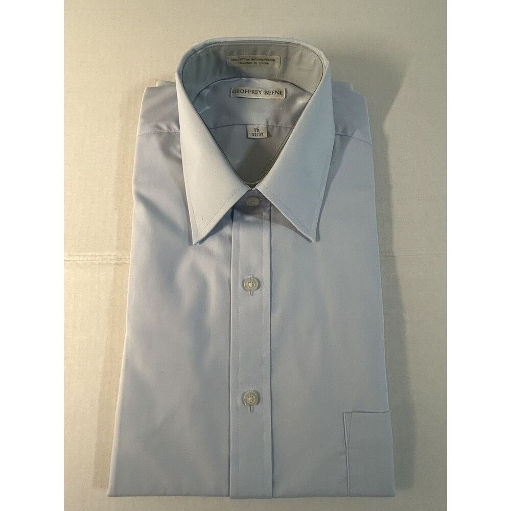 Geoffrey Beene Button Down Blue Collared Dress Shirt 15 32/33